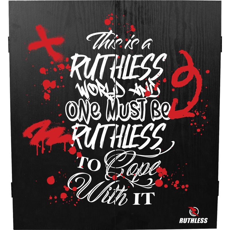 Ruthless Dartboard Cabinet – Square Design – One Must Be Ruthless