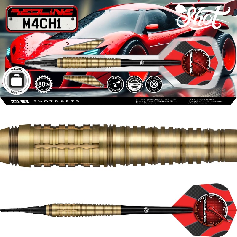 Shot – Redline M4CH1 Darts – Soft Tip – 80% Tungsten – 20g