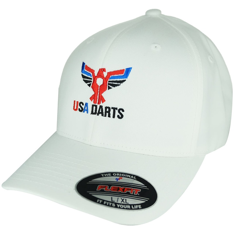 USA Darts Flexfit 6277 Wooly Combed Hat – White L/XL
