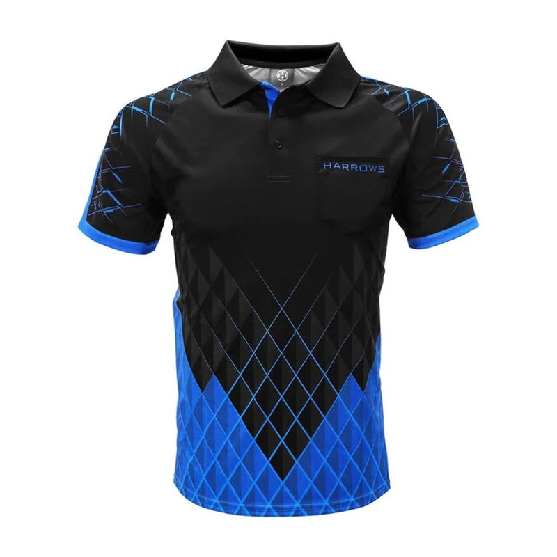 Harrows Paragon Dart Shirt Black & Blue MEDIUM
