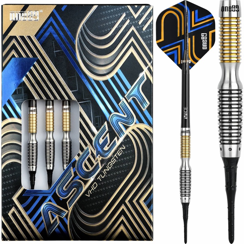 *One80 Ascent Darts – Soft Tip – S03 – Black & Gold 18g