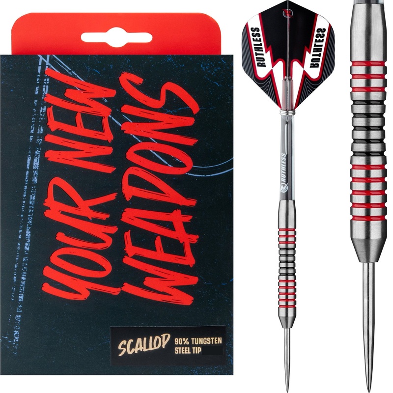 *Ruthless Scallop Darts – Steel Tip – Ringed – Black & Red – 26g 26g