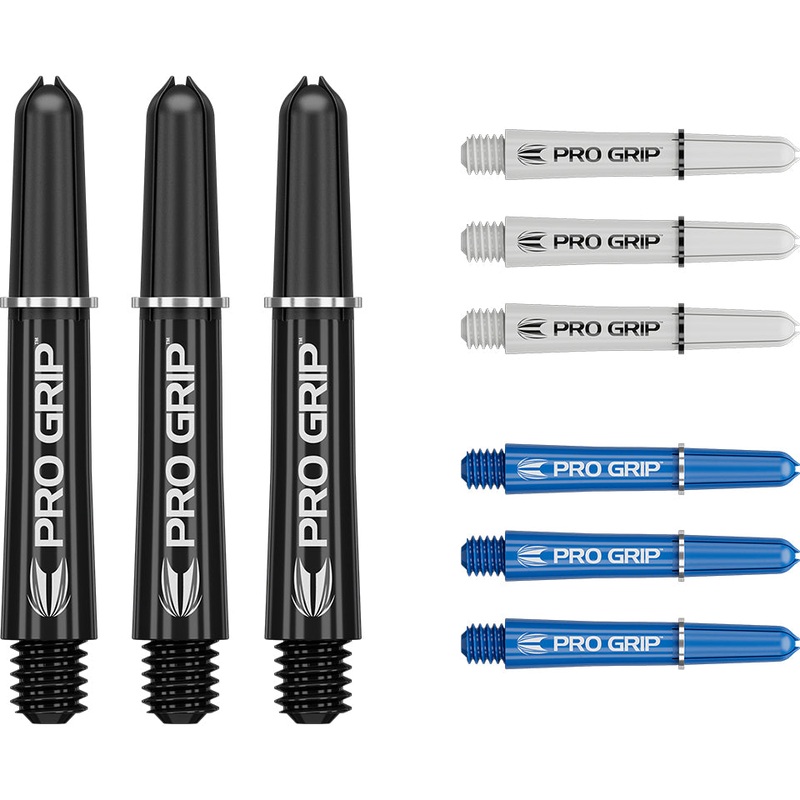 Target Pro Grip Dart Shafts – Short Black/ White/ Blue (3 Sets)