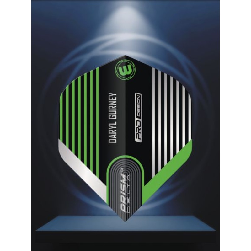Winmau Specialist Players Prism Delta Daryl Gurney Black & Green Flight Standard Standard 100 Micron Poly metronic extra thick