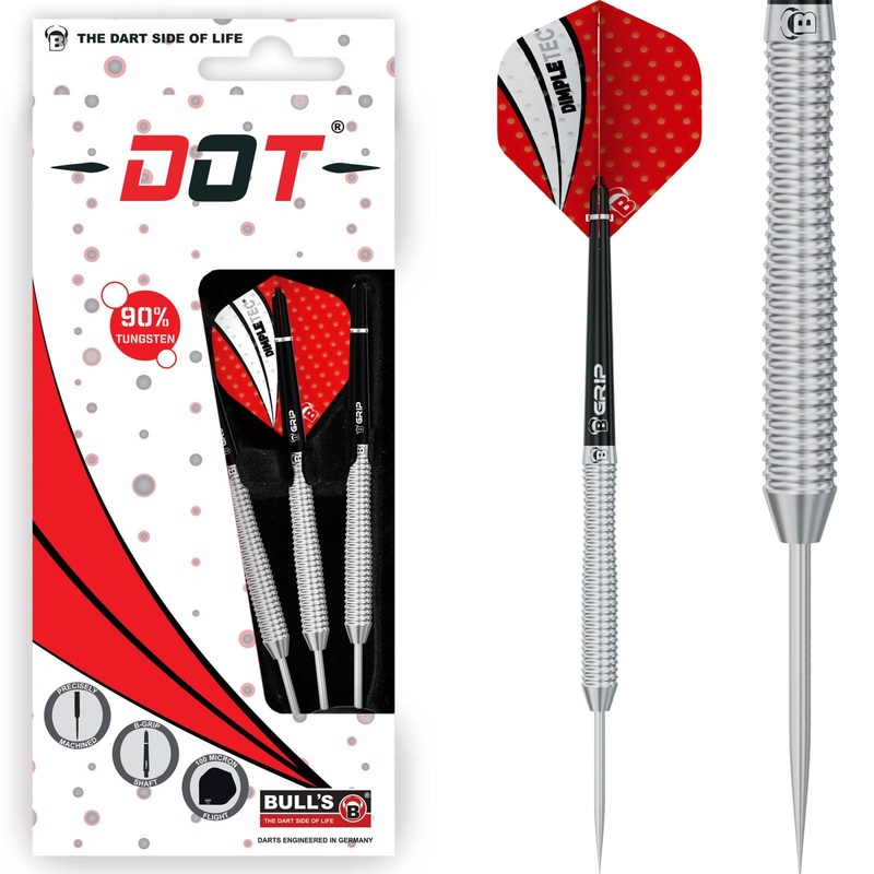 BULL’S Dot D2 Darts – Steel Tip – 90% Tungsten – Full Ring 22g