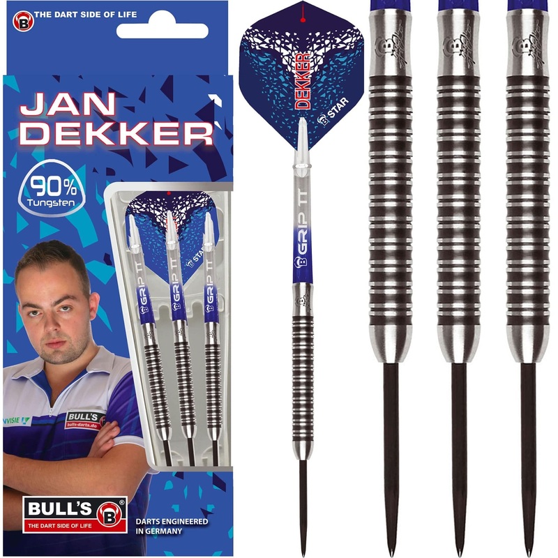 BULL’S Jan Dekker Darts – Steel Tip – 90% Tungsten – Black Ring 22g