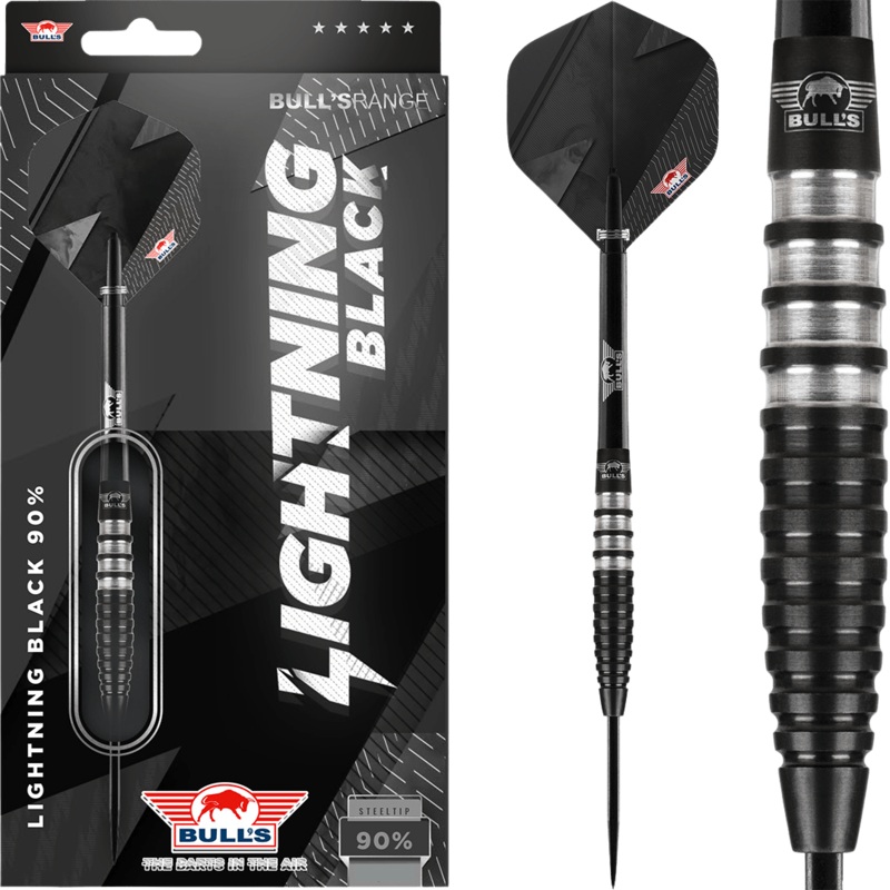 Bull’s NL Lightning Black 90% Tungsten 21 gram Steel Tip Dart Set