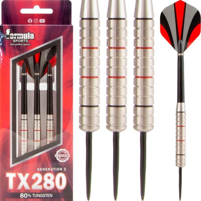 Formula Sports – TX280 Gen 2 Darts – Steel Tip – 80% Tungsten – 28g