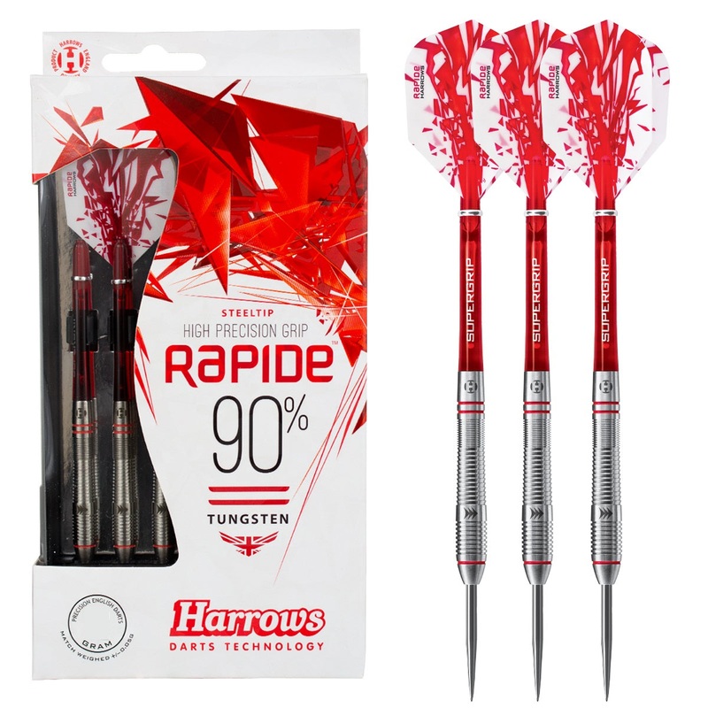 Harrows Rapide 90% Tungsten Steel Tip Darts – Style B – Ringed 22 Gram