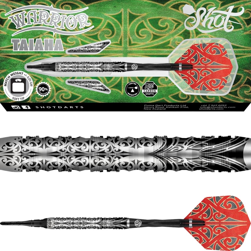 Shot – Warrior Taiaha Darts – Soft Tip – 90% Tungsten – 18g 20g 18 grams