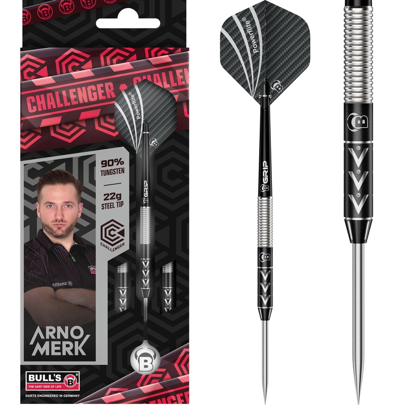 BULL’S Challenger Darts – Steel Tip – 90% Tungsten – Arno Merk – 22g