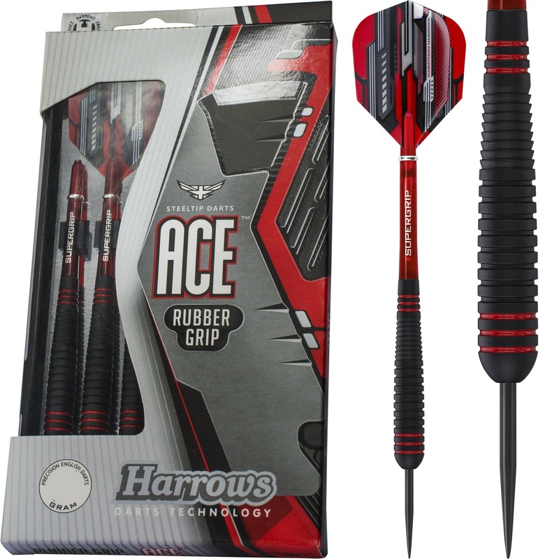 Harrows ACE Darts – Steel Tip – Non Slip – Rubber Grip 20g