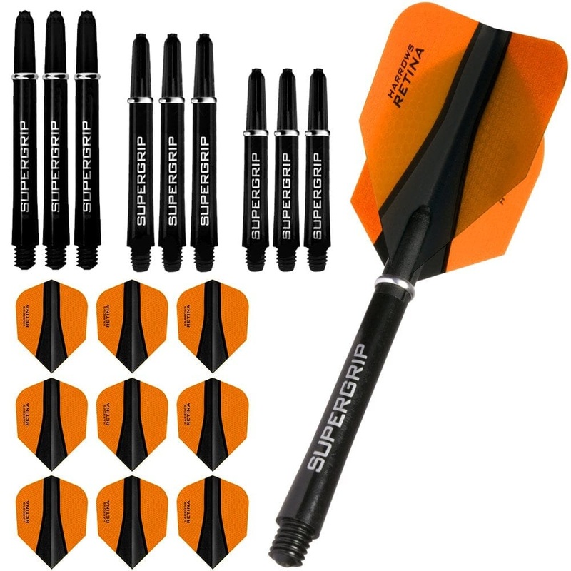 Harrows Retina-X Dart Flights and Shafts Combo Kit – 3 Sets – Orange