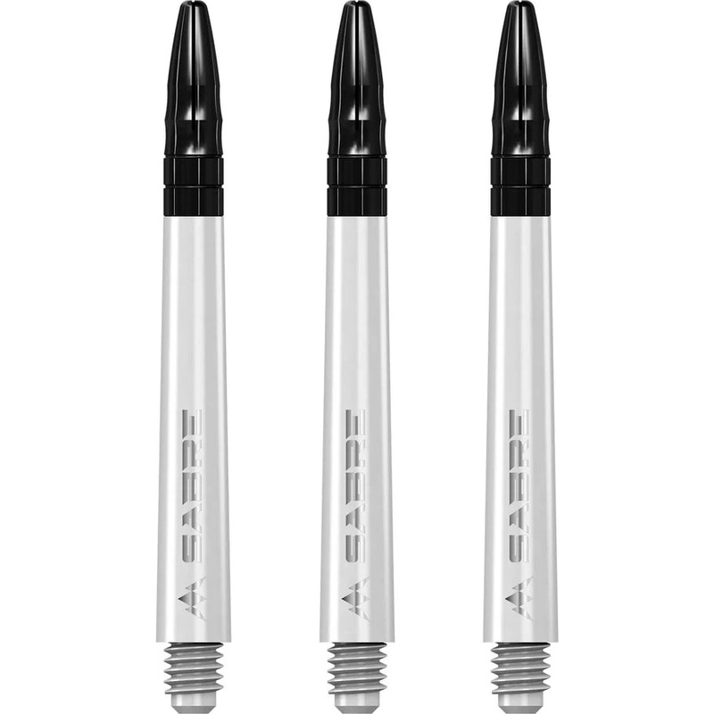 Mission Sabre Shafts – Polycarbonate Dart Stems – White – Black Top – Medium White with Black Top Medium (49mm in length excluding thread) Polycarbonate