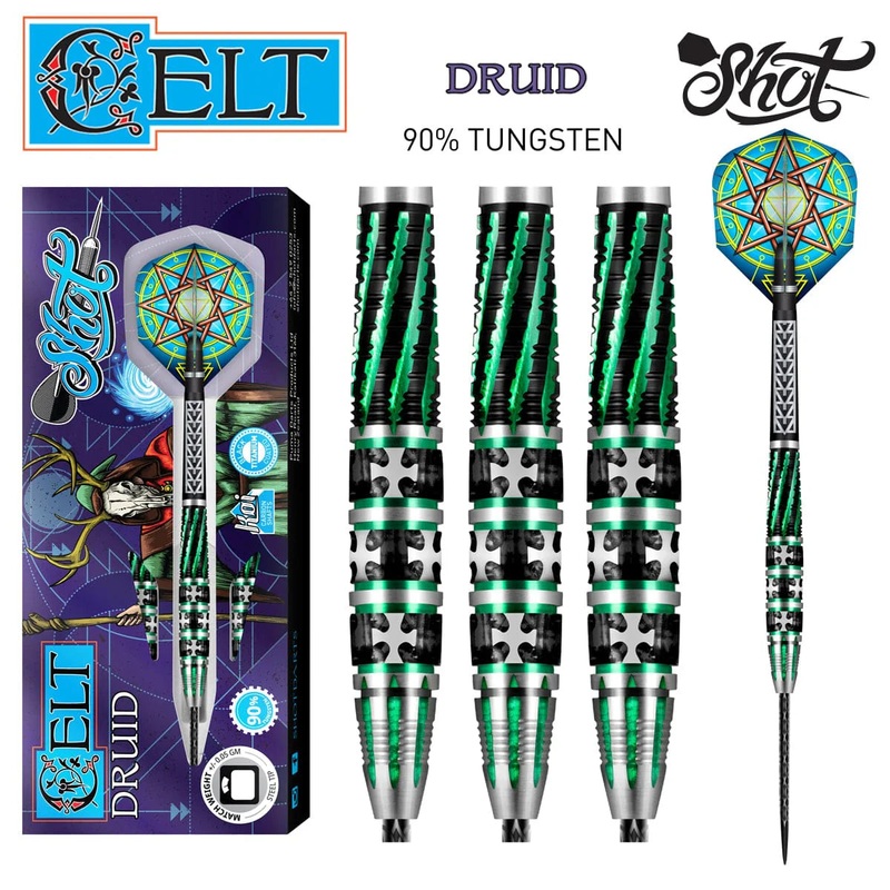 Shot Celt Druid Steel Tip Dart Set – 90% Tungsten 24gm