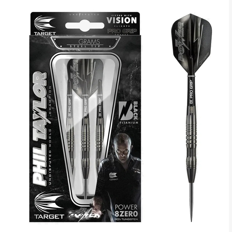 Target Darts Phil Taylor Power 8Zero 3 Black 80% Tungsten Steel Tip Darts 22 GRAM