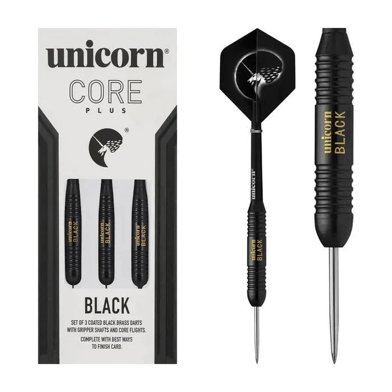 Unicorn Core Plus Win Black Brass Style 2 Steel Tip Darts 22 GRAM
