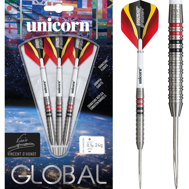 Unicorn Global Darts – Steel Tip – 90% Tungsten – Vincent D’Hondt – 24g