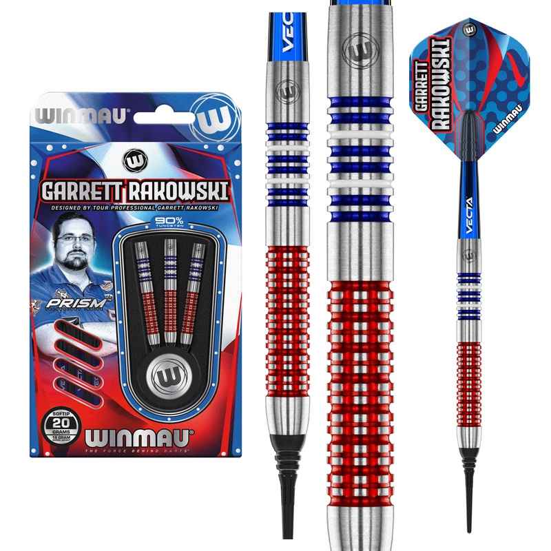 Garrett Rakowski 90% Tungsten Soft Tip Darts by Winmau 20 Gram