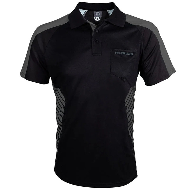 Harrows Darts Vivid Black & Grey Darts Shirt SMALL