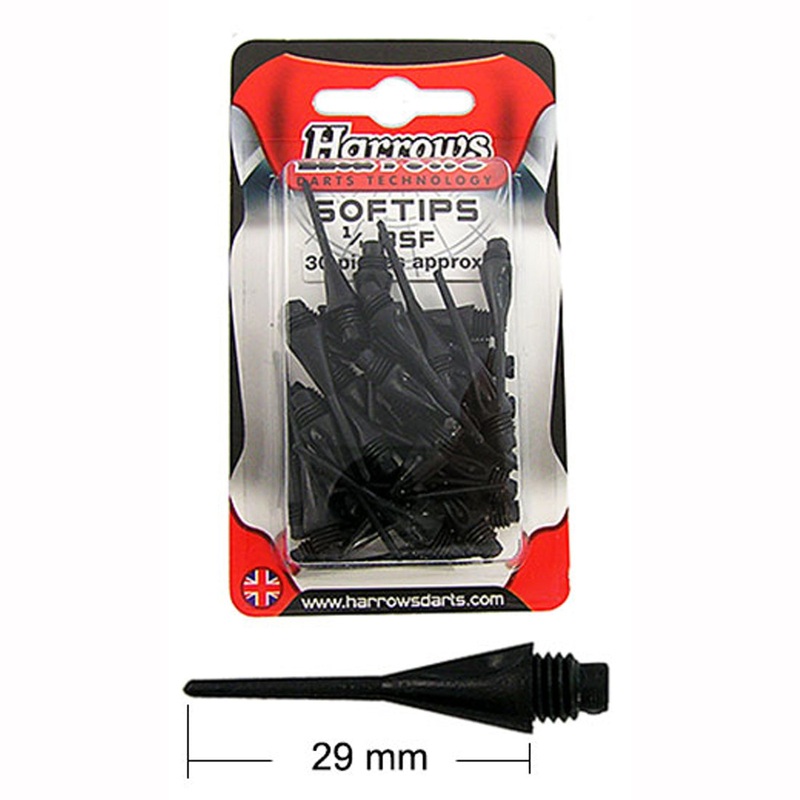 Harrows Soft Tip Points 1/4″ 30 Pack – Black *29mm