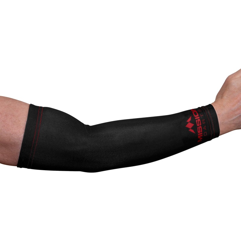 *Mission Darts REACH Arm Sleeves (Pair) – Logo – Black & Red 2XL