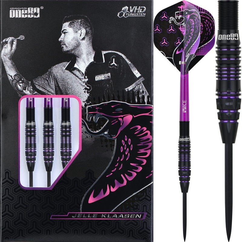 One80 Jelle Klaasen VHD Darts – Steel Tip – The Cobra – Black 21g