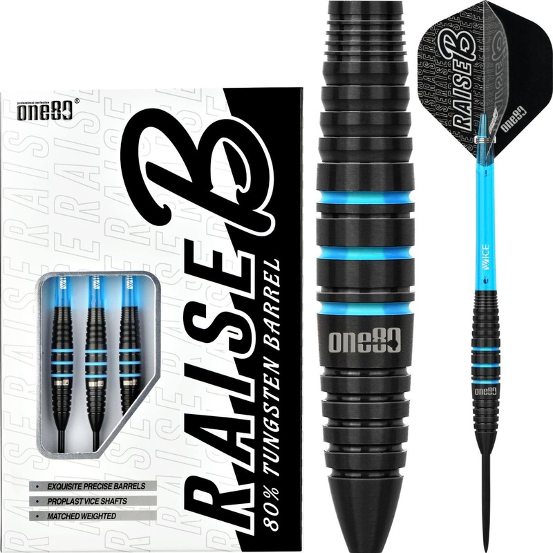 One80 – Raise B Darts – Aqua – Steel Tip – 80% Tungsten – 21g 23g 21 grams