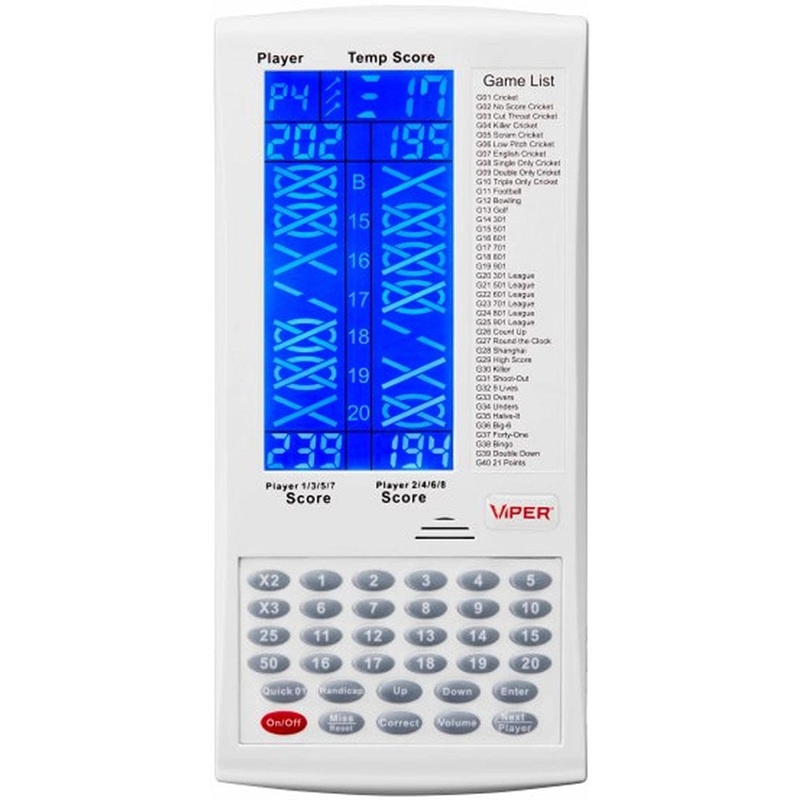 Viper ProScore Touchpad Scorer – 40 Games – Electronic Darts Scoring – White