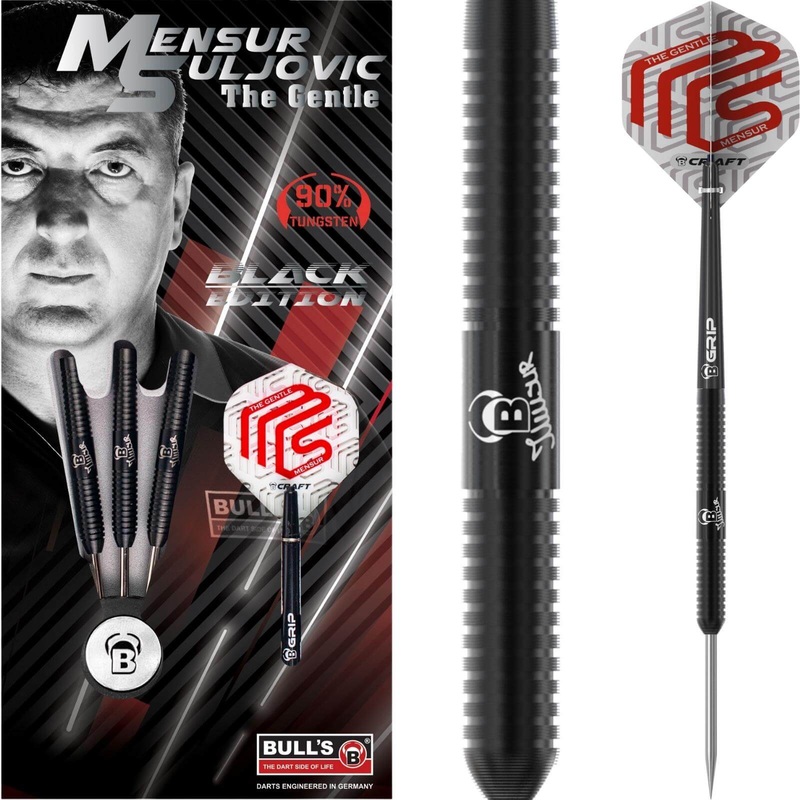 BULL’S – Mensur Suljovic Black Darts – Steel Tip – 90% Tungsten – 21g 23g 25g 21 grams