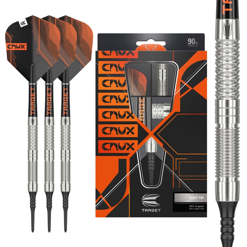 Crux 10 90% Tungsten Soft Tip Darts by Target 18 Gram