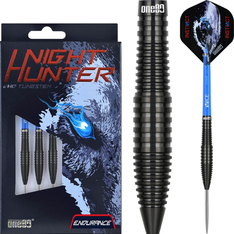 One80 – Night Hunter Endurance Darts – Steel Tip – 90% Tungsten – 22g 24g 22 grams