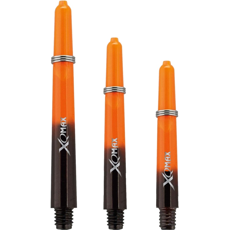 *XQMax Gradient Polycarbonate Dart Shafts – with Logo – includes Springs – Black & Orange Medium