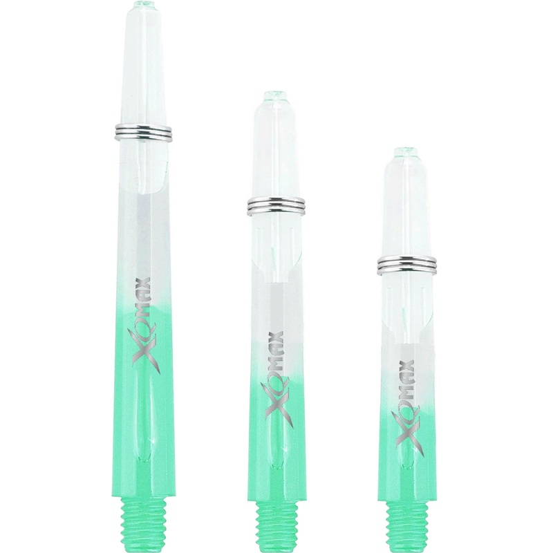 *XQMax Gradient Polycarbonate Dart Shafts – with Logo – includes Springs – Transparent & Green Medium