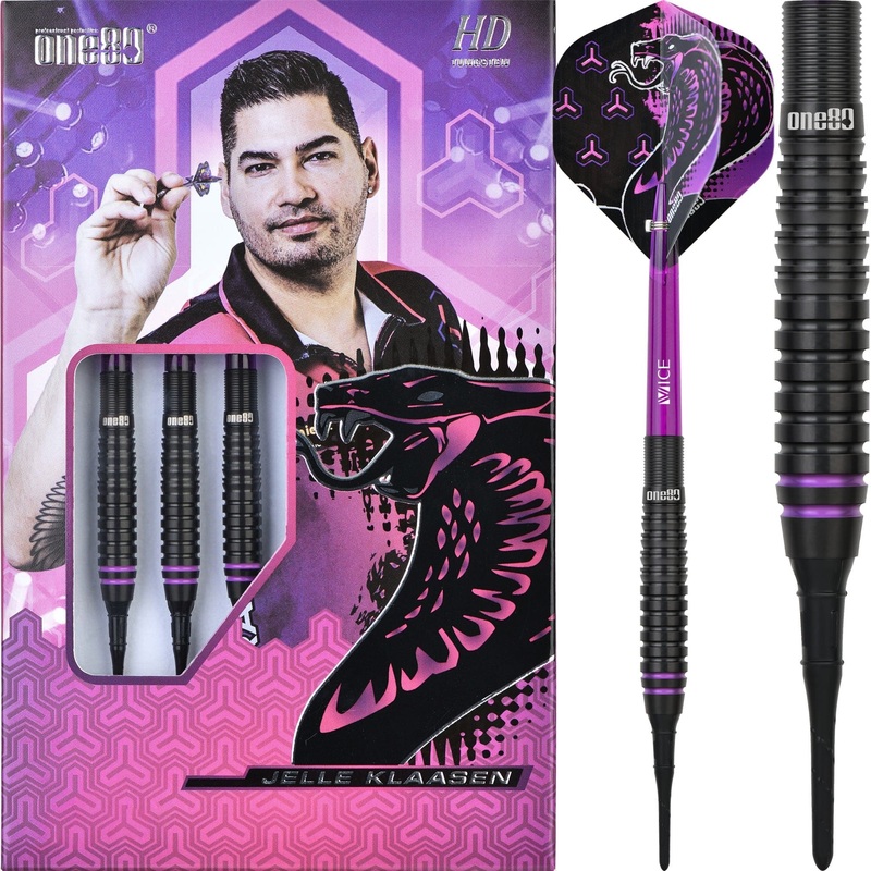 One80 Jelle Klaasen HD Darts – Soft Tip – The Cobra – Black 19g