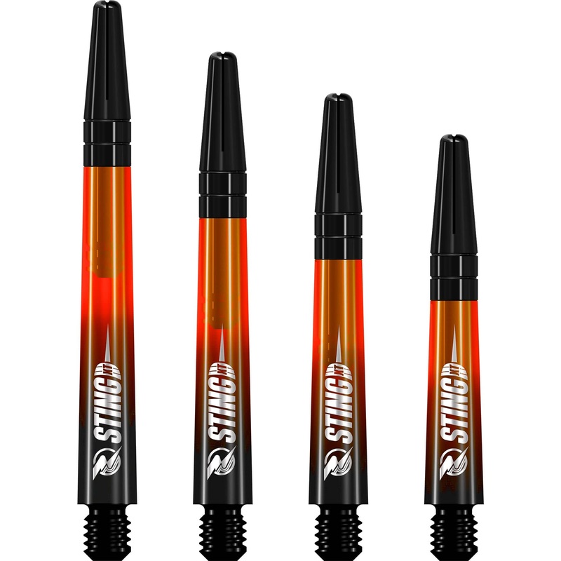 Ruthless Sting XT Dart Shafts – Polycarbonate – Gradient Black & Orange – Black Top Short