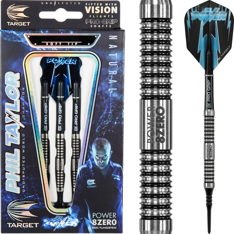 Target – Phil Taylor Power 8ZERO Darts – Soft Tip – 80% Tungsten – 18g
