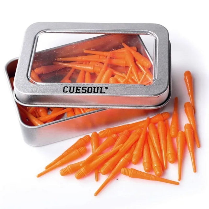 CUESOUL Soft Tip Darts Points 2BA Thread Pack of 100 in Tin – Orange