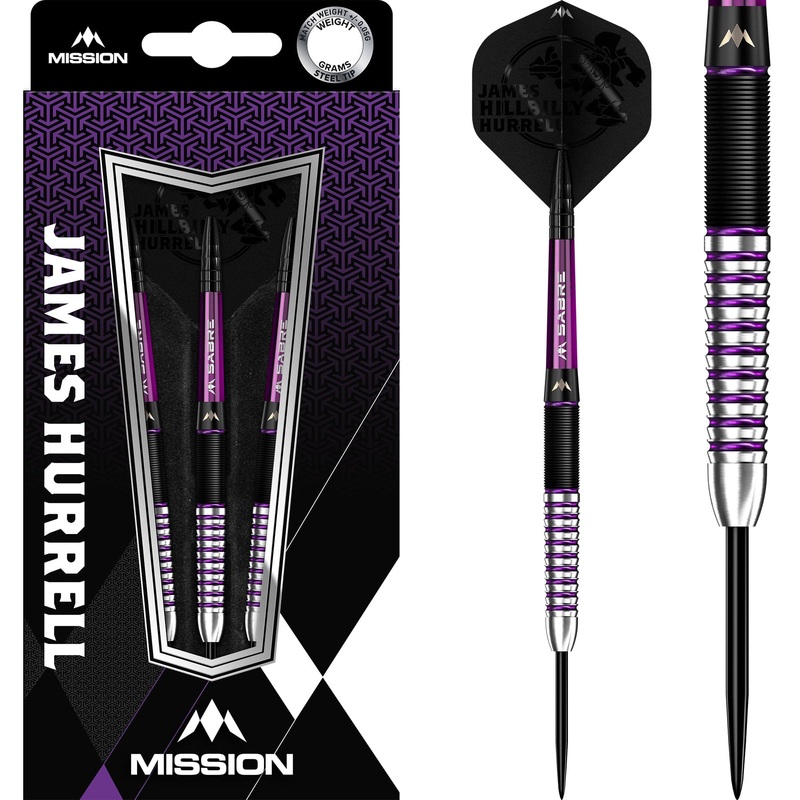 Mission James Hurrell Darts – Steel Tip – Hillbilly – Black & Purple 22g