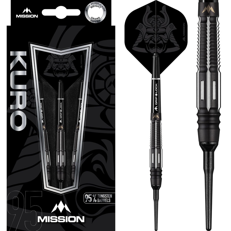 Mission Kuro Darts – Soft Tip – Black-  M4 – Rear Taper 19g