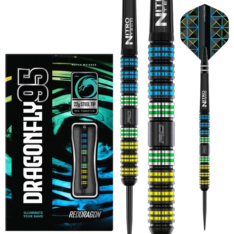 Red Dragon Dragonfly 95 Parallel Steel Tip Darts 95% Tungsten – 22gm