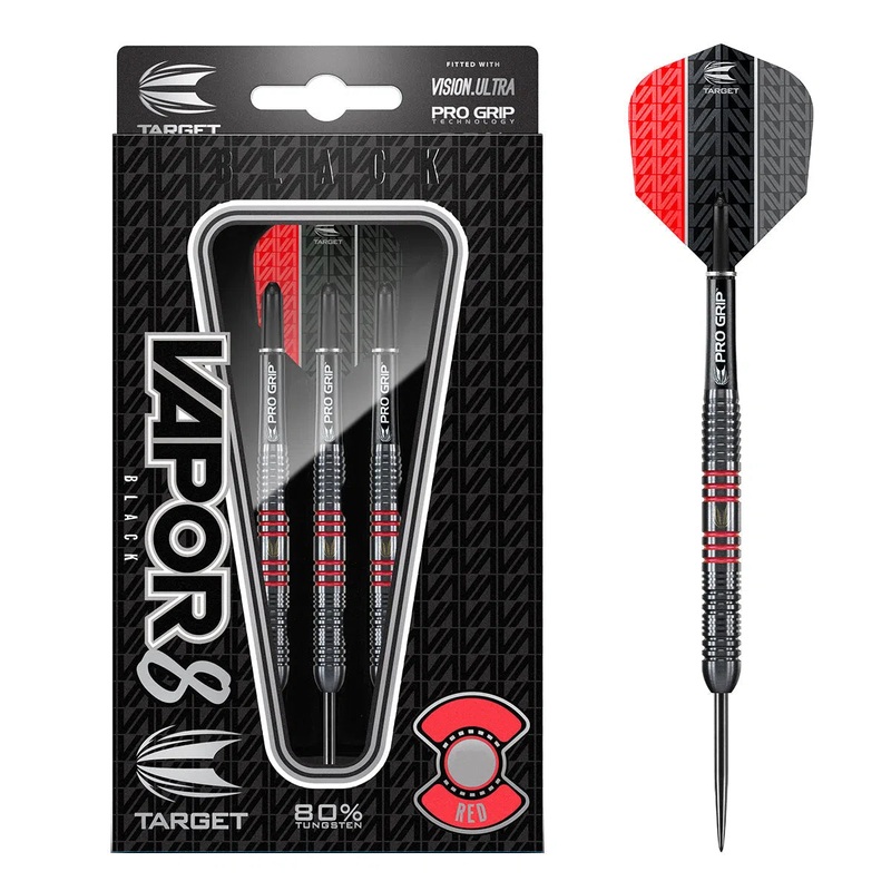 Target Darts Vapor8 80% Tungsten Black/Red Steel Tip Darts 23 GRAM