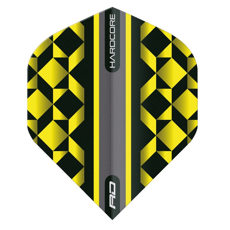 Hardcore Radical Yellow & Black Geometric Standard Dart Flights by Red Dragon