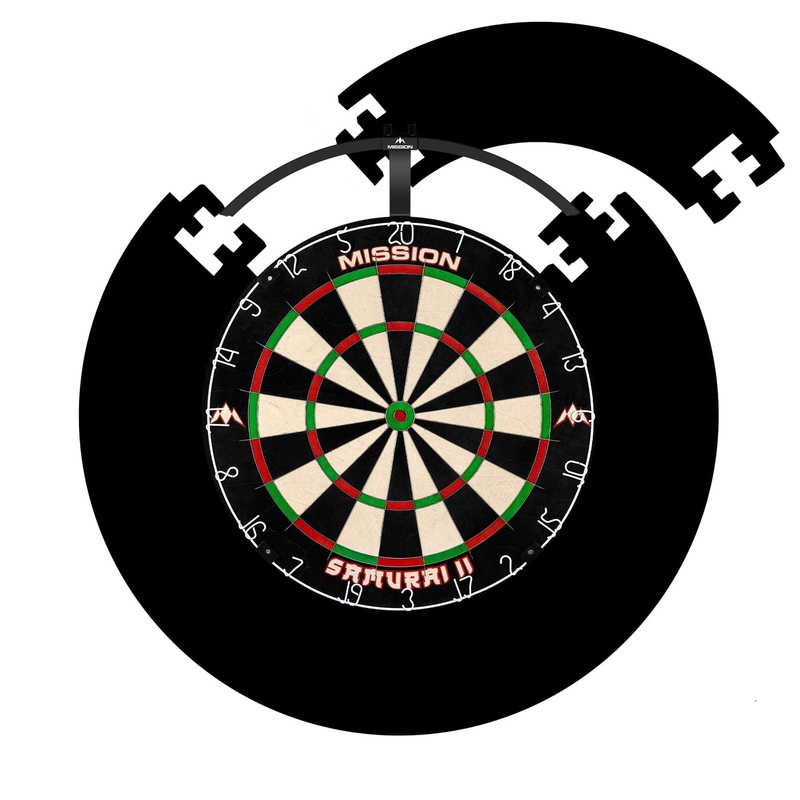 Mission Samurai II Dartboard Set – Dart Board, Jigsaw Surround & Torus 100 Light – Black