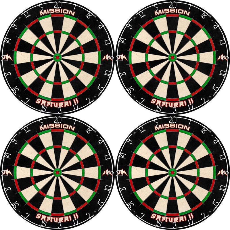 Mission Samurai II Dartboard – Ultra Thin Wire – Professional Board – Pack of 4