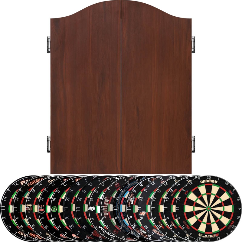 Mission – Sedona Red Dartboard Cabinet & Dartboard Bundle – Choose Your Board Bulls NL – Advantage 501