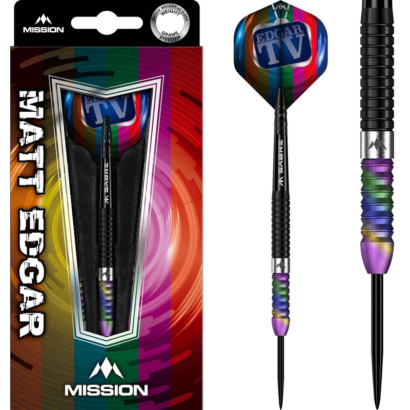 Mission Matthew Edgar Darts – Steel Tip – 90% Tungsten – Black & Coral PVD 21g