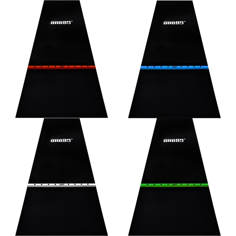 One80 Rubber Dart Mat with Oche – Floor Protection – Black – 300x90cm – Wide Red