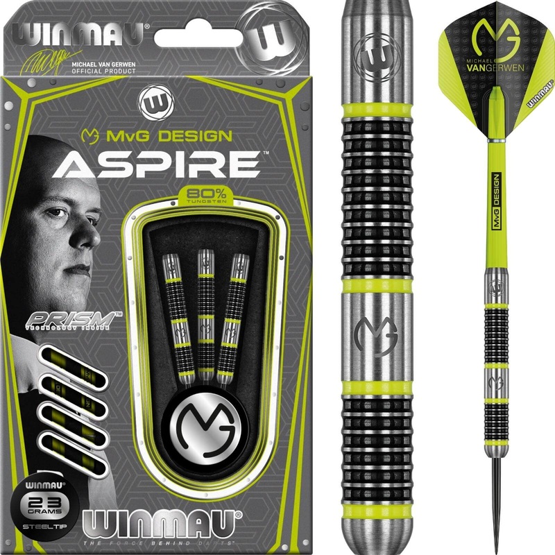 Winmau – MvG Aspire Darts – Steel Tip – 80% Tungsten – 21g 22g 23g 24g 25g 26g 21 grams
