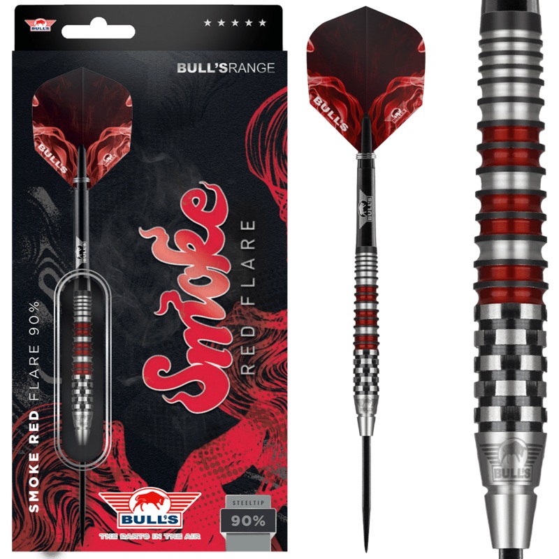 Bull’s NL Smoke Red Flare 90% Tungsten 23 gram Steel Tip Dart Set
